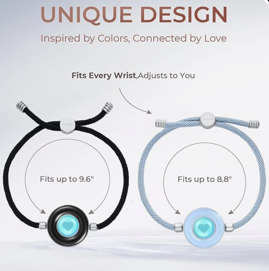 Long Distance Touch Bracelets Smart Bluetooth Vibration Light Up Set for Two❤️