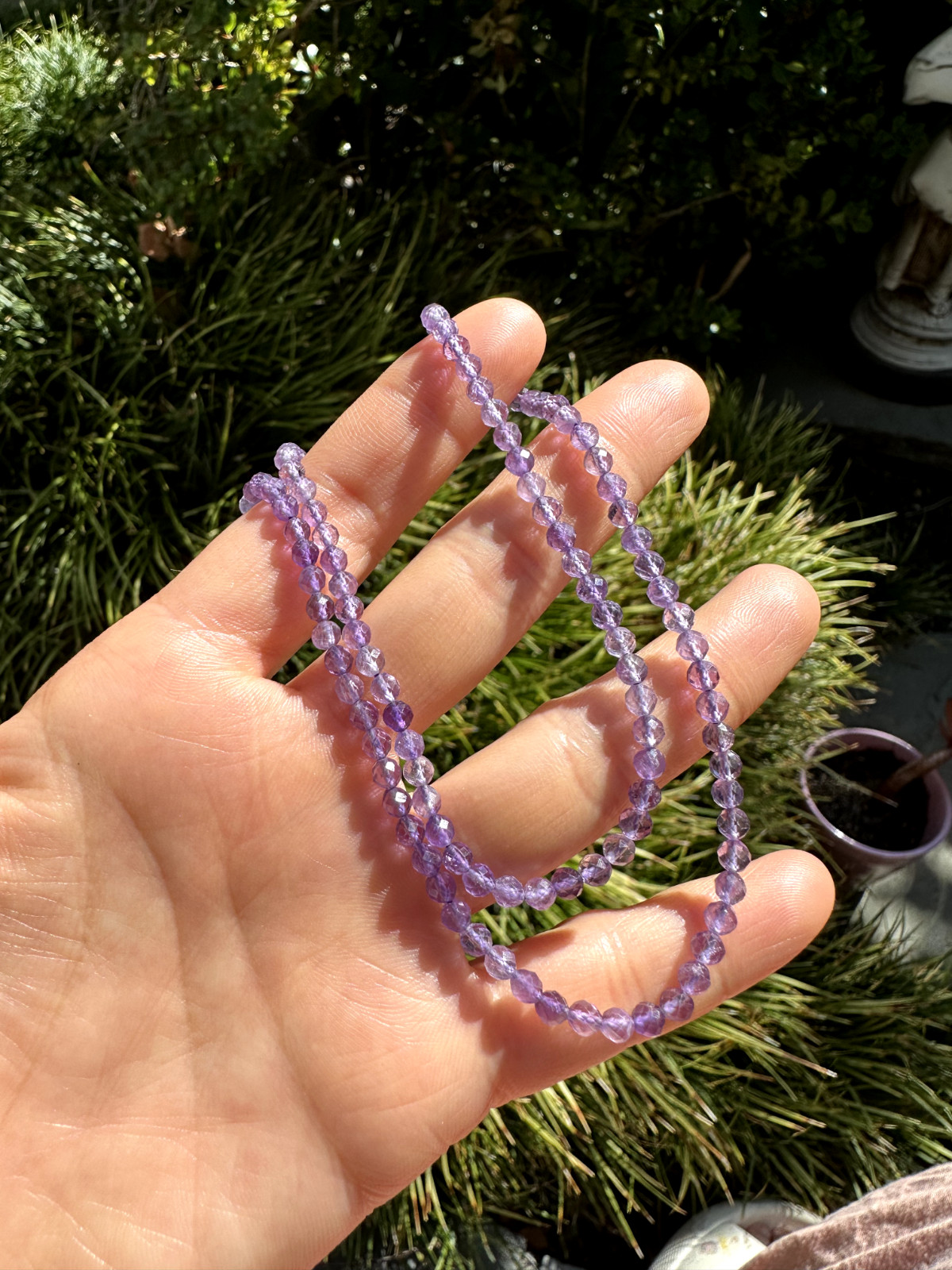 3.5mm High-grade Purple Amethyst Facet Beaded Necklace | 刻面珠紫水晶项链