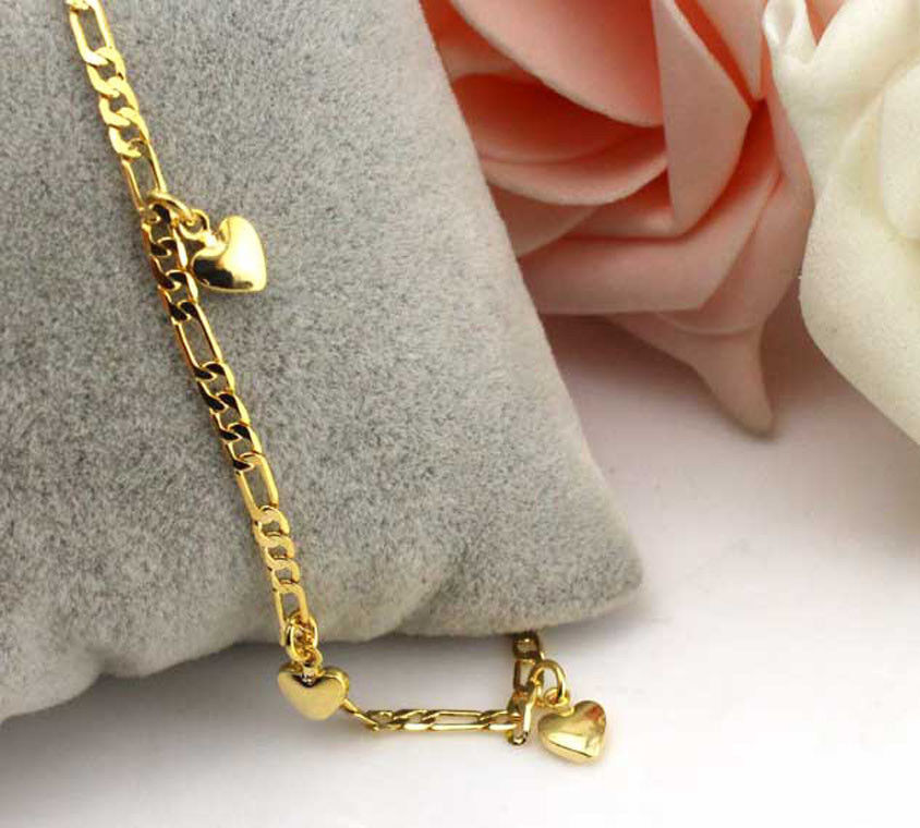 Women’s Fashion Jewelry Solid Heart Ankle Bracelet Sandal Barefoot Anklet