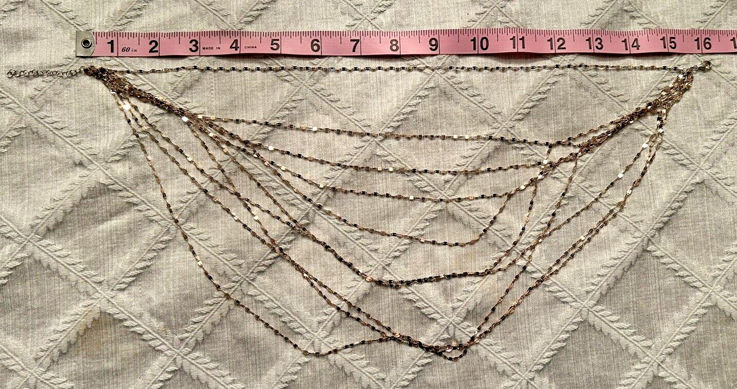 10 Strand Delicate Mariner Link Necklace In Rose/Gold-tone Finish