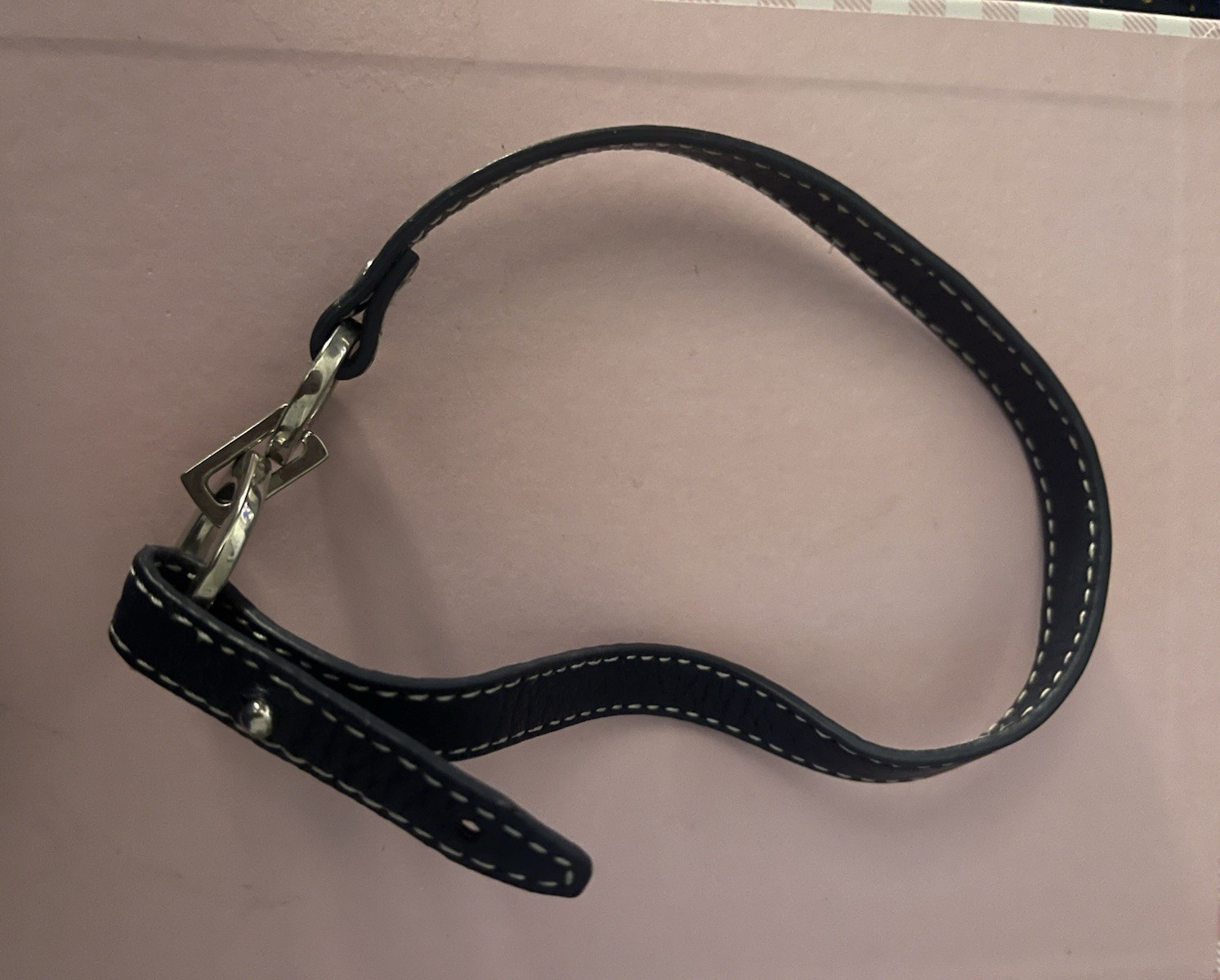 Lia Sophia Blue Faux Leather Wrap Toggle Bracelet Signed Stackable