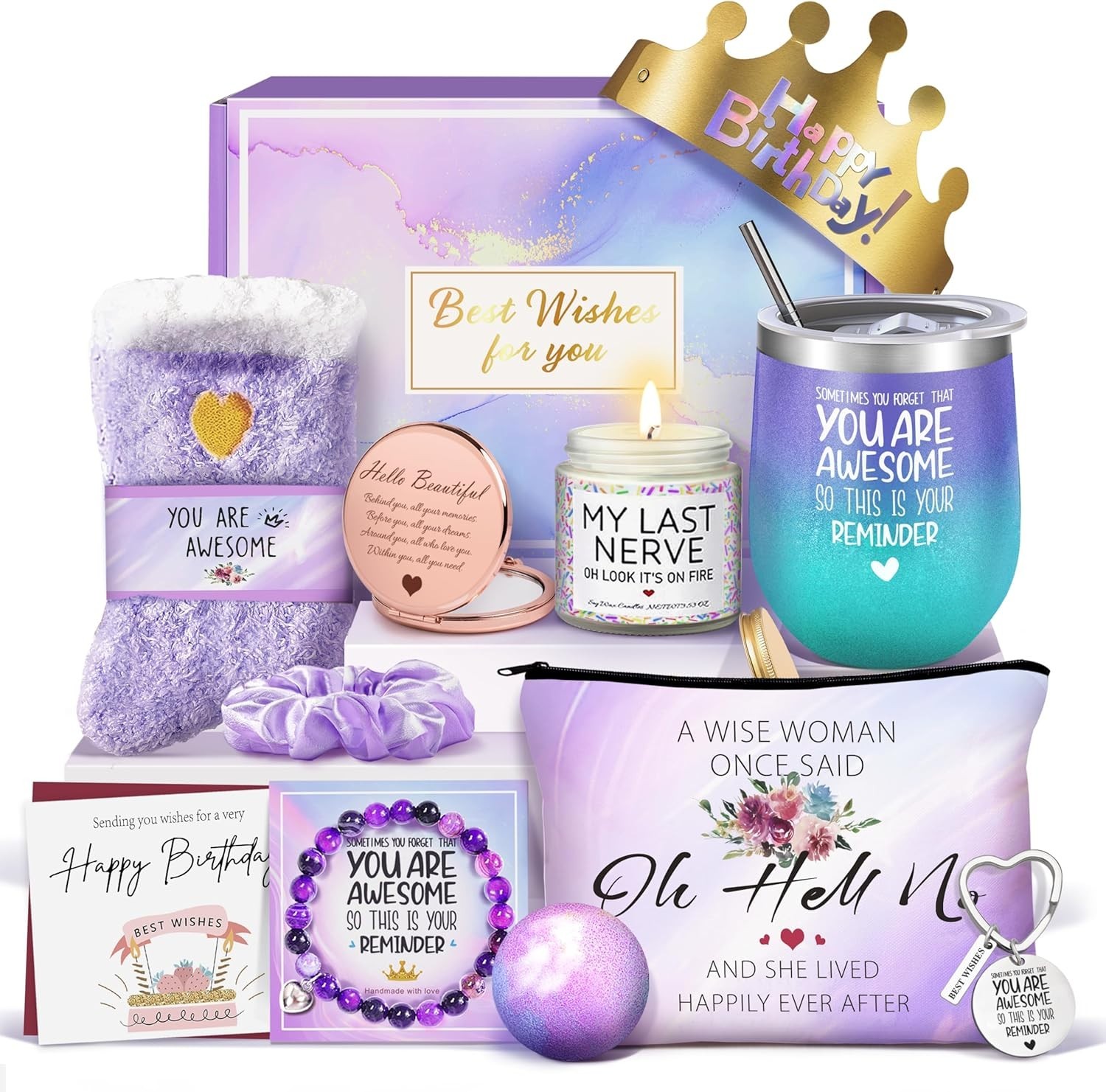 Elegant 14-Piece Birthday Gift Set for Women – Unique Tumbler & Accessories