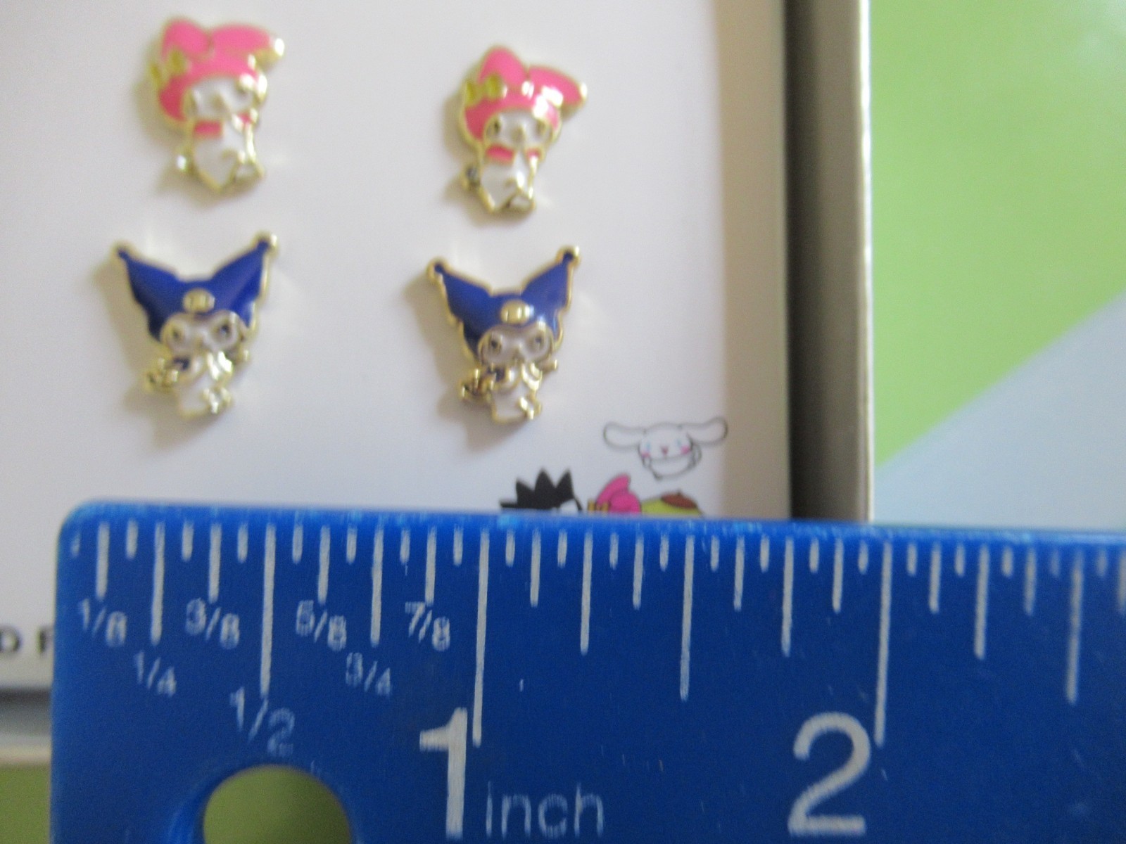 Sanrio Hello Kitty 18k Gold Flash Plated Kuromi My Melody Stud Earrings Set