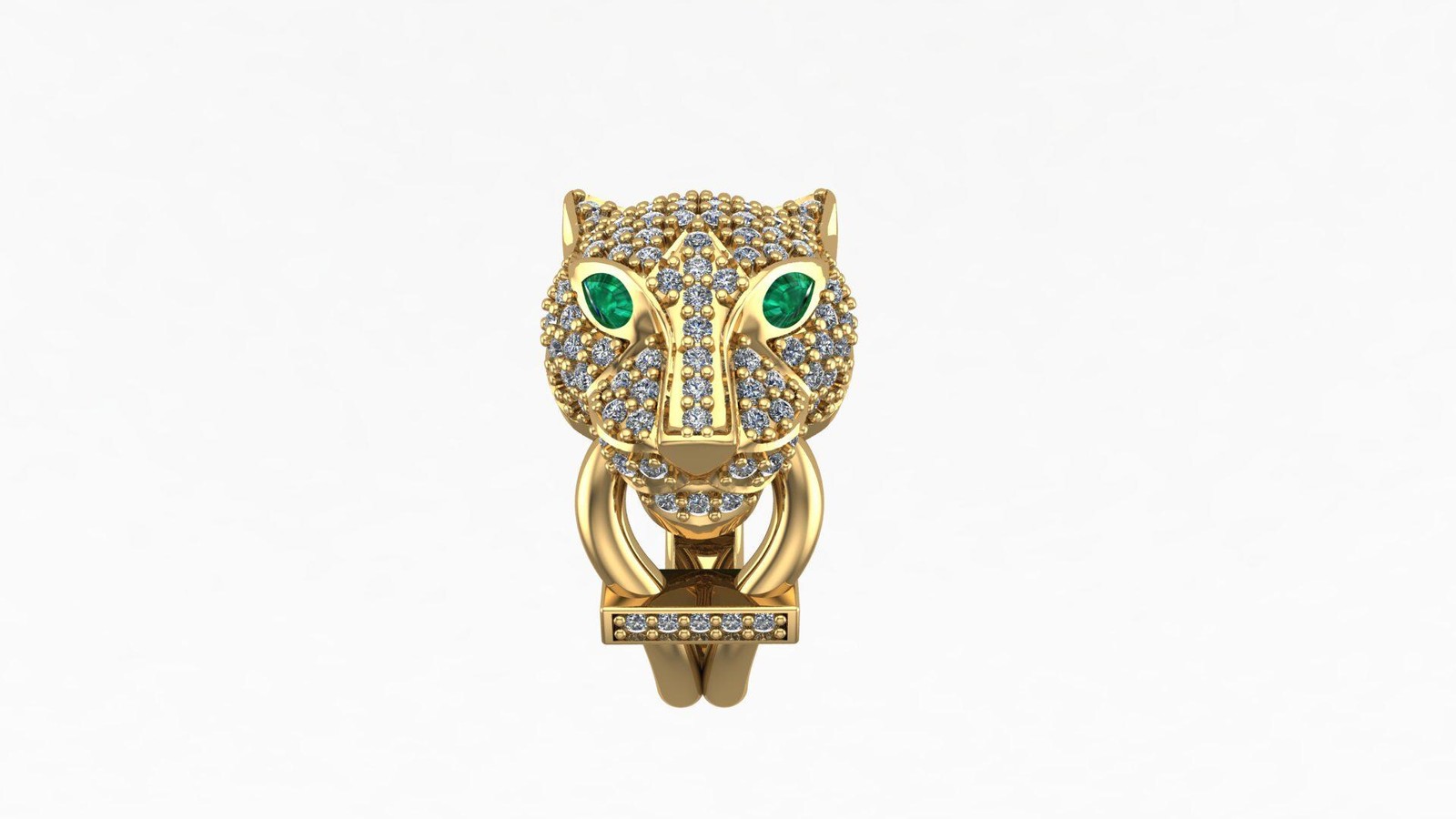 18K Gold Panther Ring with CZ Stones | Luxury Animal-Inspired Statement Jewelry