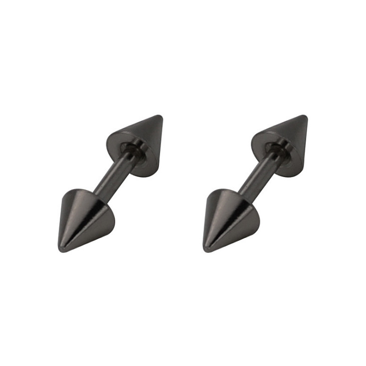 PAIR Prong Set Screw Back Stud Earrings Rivet Spike Cone Surgical Steel PE30