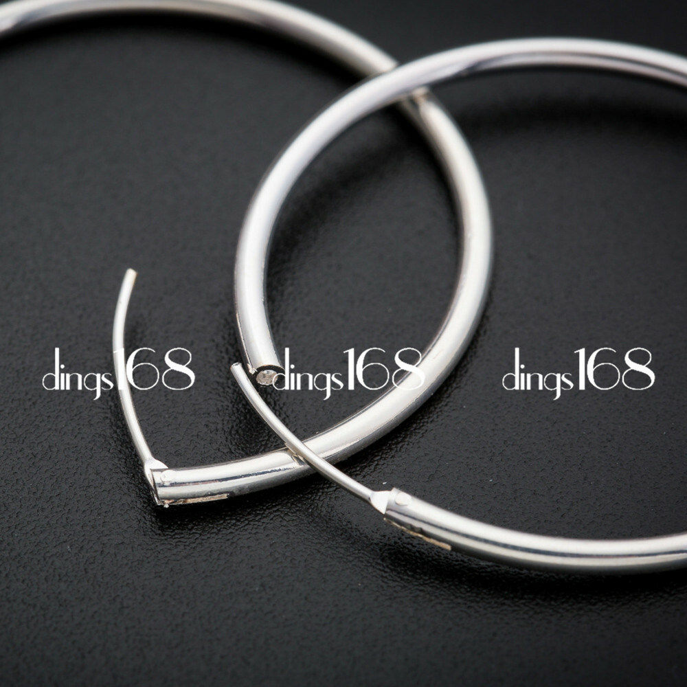 Womens 925 Sterling Silver Classic Large Endless 1.8mm Thin Hoop Earring H3Q50MM