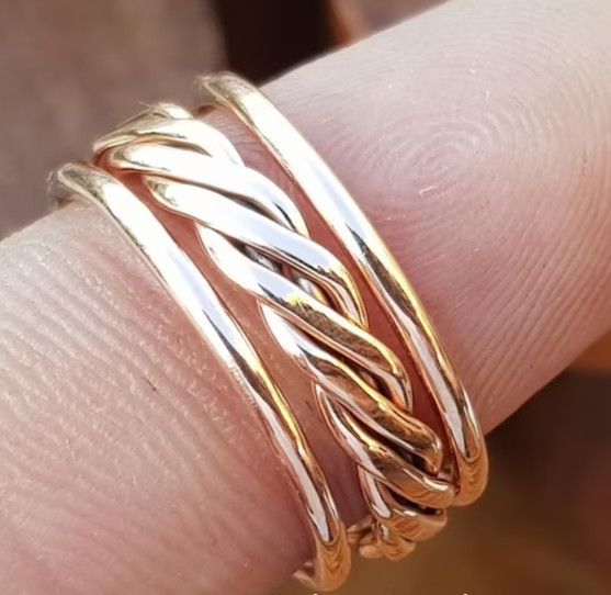 Solid Pure Copper Brass Minimalist Healing Ring, Handmade, Unisex, Hammer