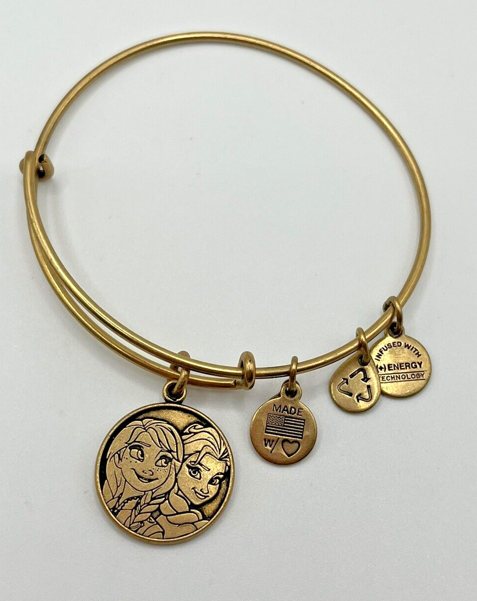 Alex And Ani Gold Tone Disney Frozen Elsa Anna Charm Bracelet