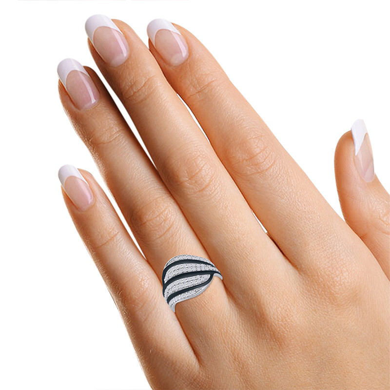 Round Cut Simulated Diamond Crossover Band Ring Solid 925 Sterling Silver