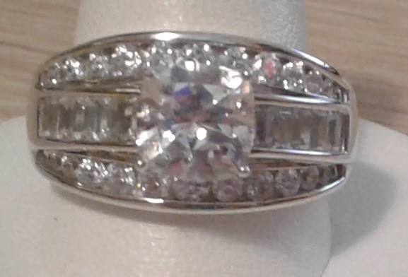 DOB255 Square Cushion, Baguette & Round Bella Luce CZ Ring 3.36ctw. Size 10
