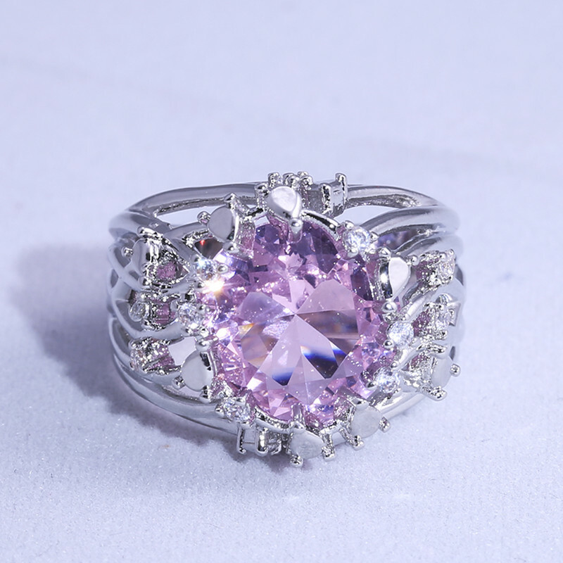 Gorgeous Women Wedding Ring 925 Silver Filled Oval Cut Cubic Zircon Sz 6-10