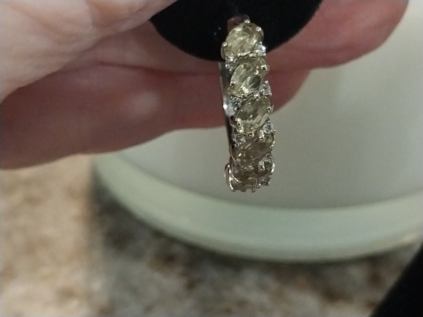 Madagascar Yellow Apatite, White Zircon Hoop Earrings/Plat/Sterling, TCW=3.75 ct