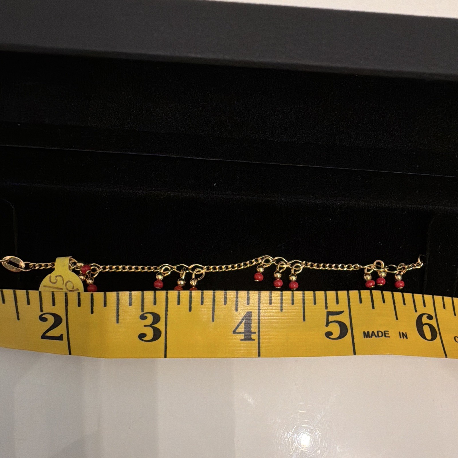 Gold filled Cable Chain BABY Bracelet, Red Dangle Charms, Spring Ring, 6 in