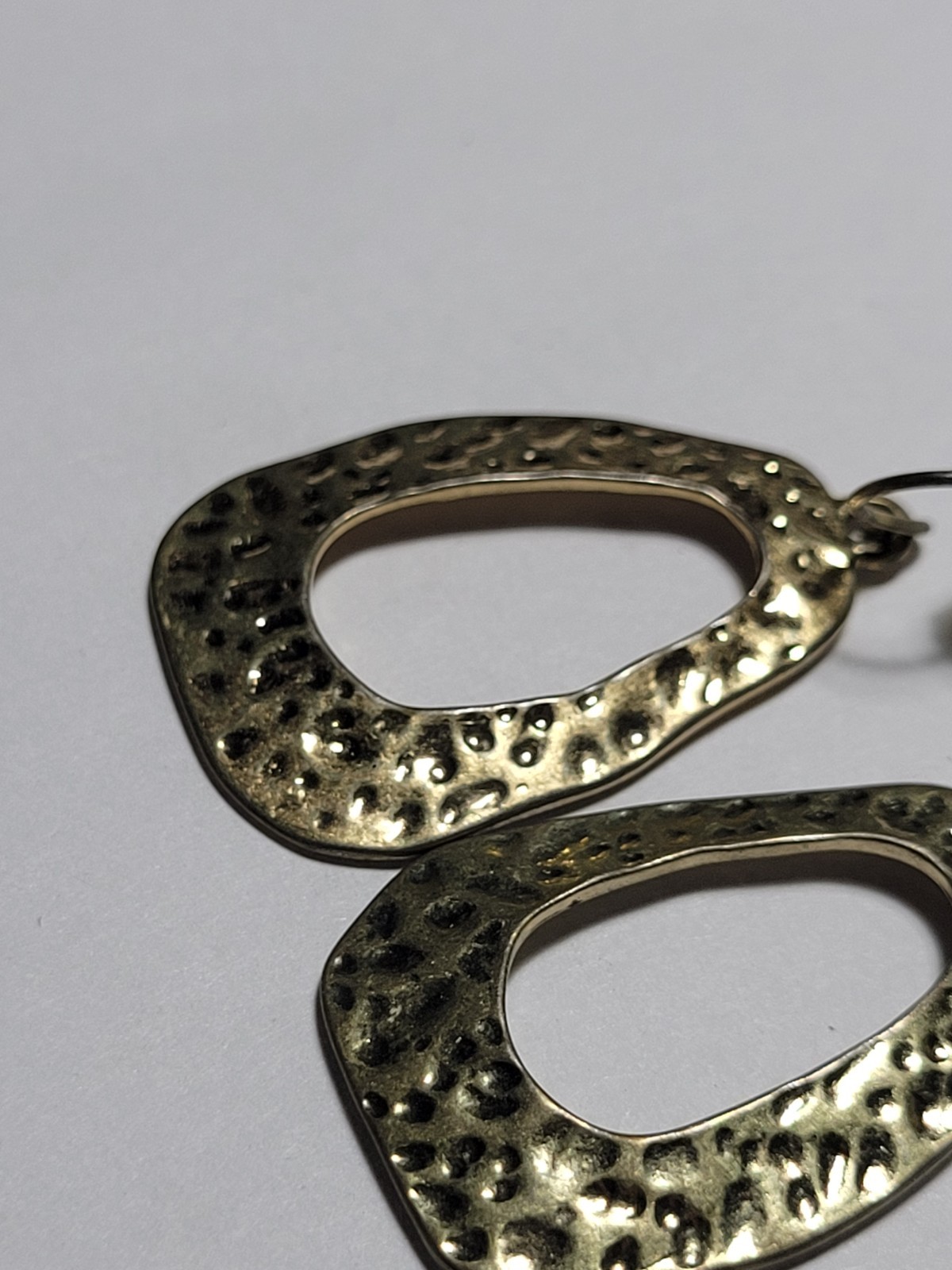 Bold Goldtone Hammered Texture Open Teardrop Hoop Earrings Hook Women’s Jewelry