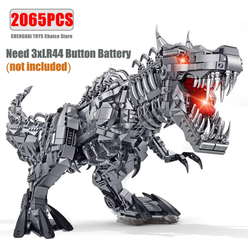 Dinosaur Building Blocks T Rex Model Toy with Lights Construction Brick Set