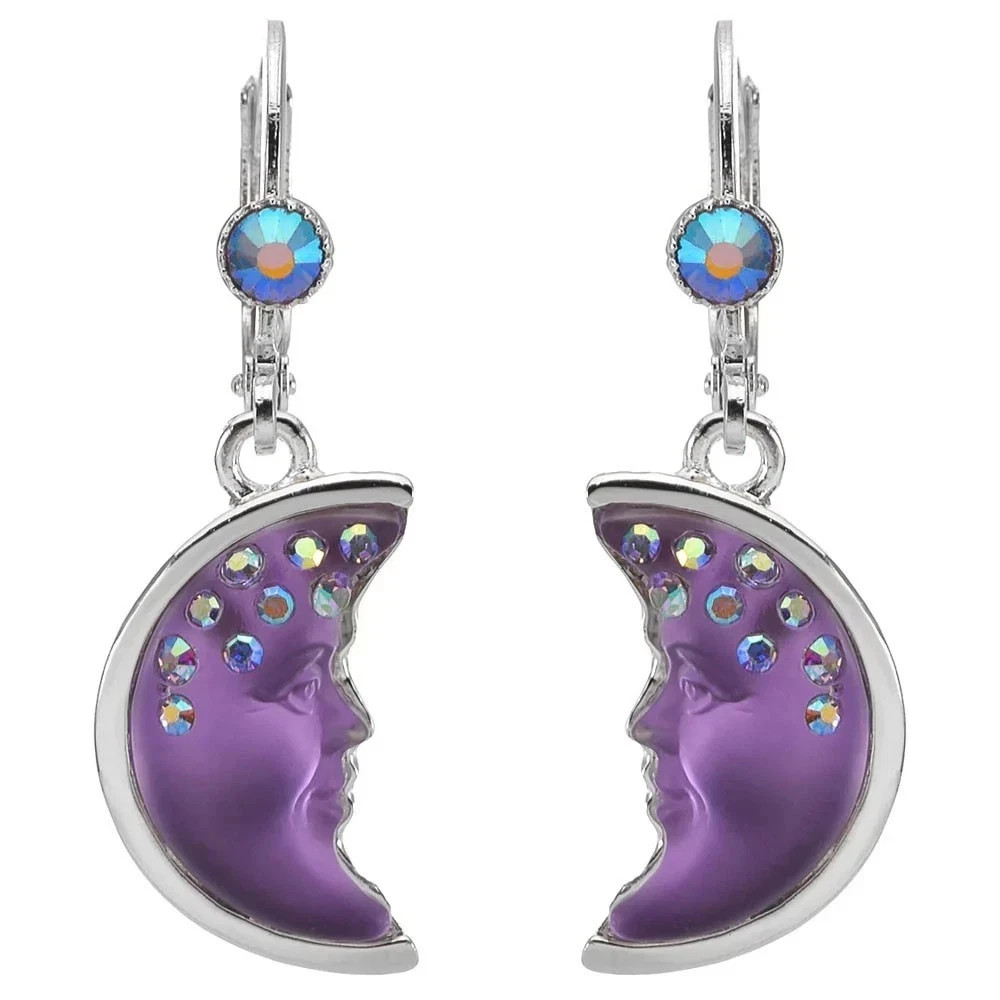 KIRKS FOLLY GODDESS SEAVIEW MOON 25mm OPEN RING CHARM Purple/ST & Earrings