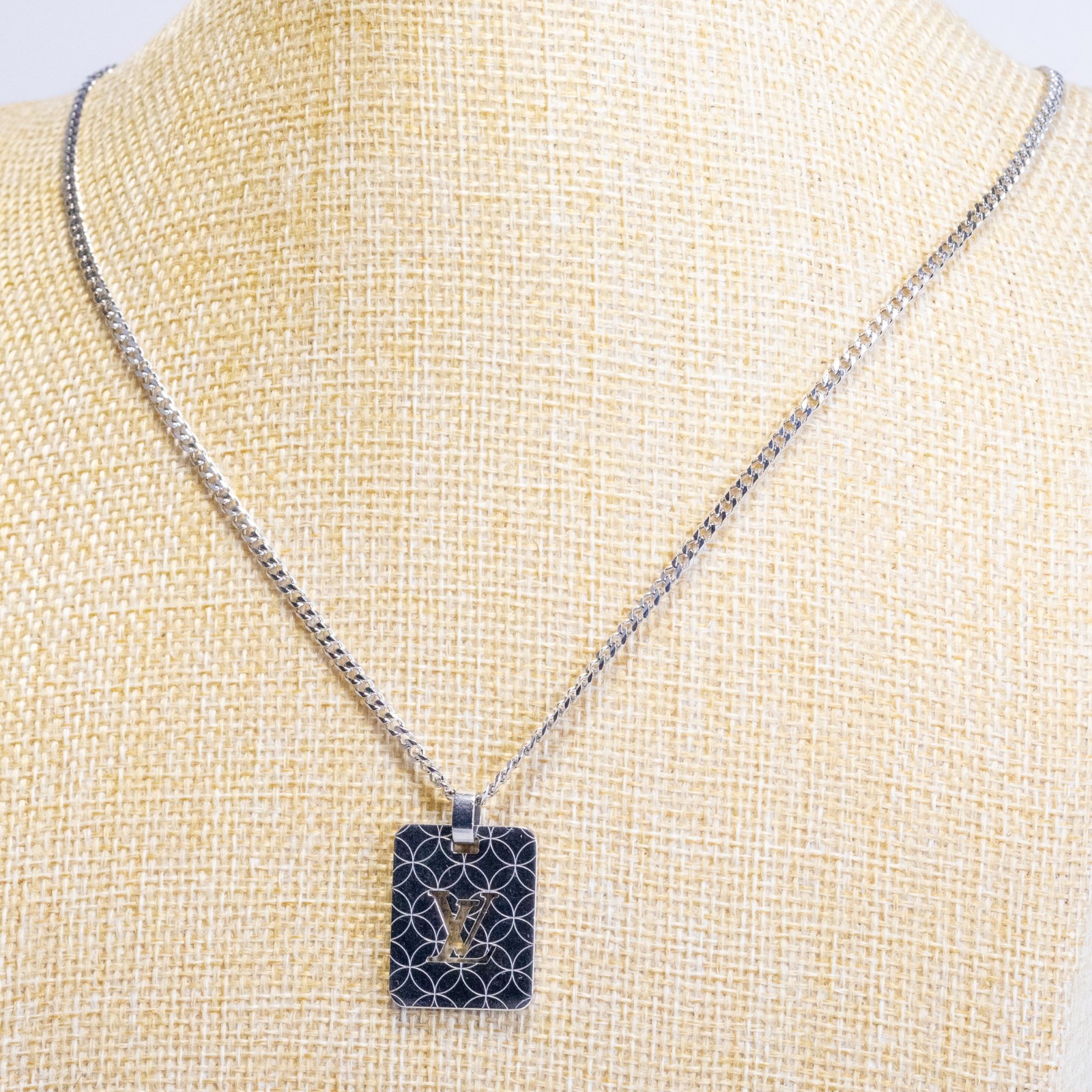Louis Vuitton LV Champs Elysees PM M65452 Pendant Top Silver Plate Men Auth