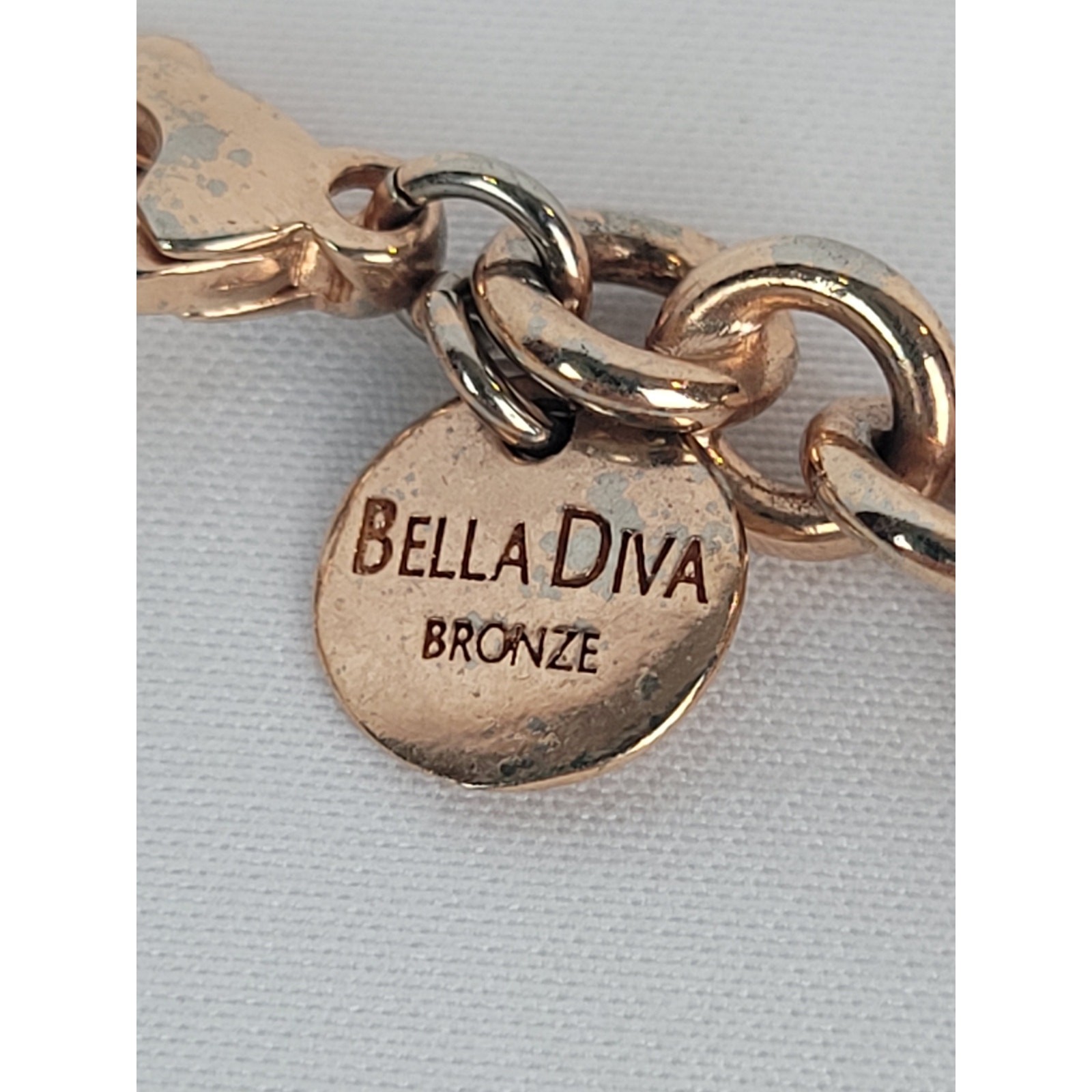 Bella Diva 18kt Rose Gold Plated Bronze Roman Coin Charm Vintage Bracelet