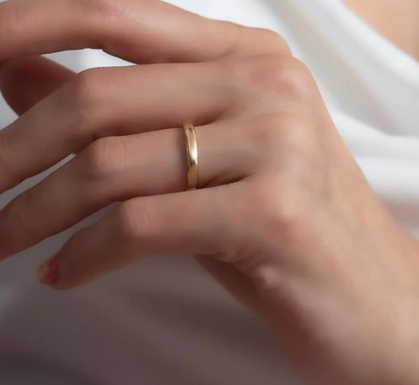 Gold 1mm-2mm-3mm-4mm-5mm-6mm Thin Wedding Band Wedding Stacking Ring For Him/Her