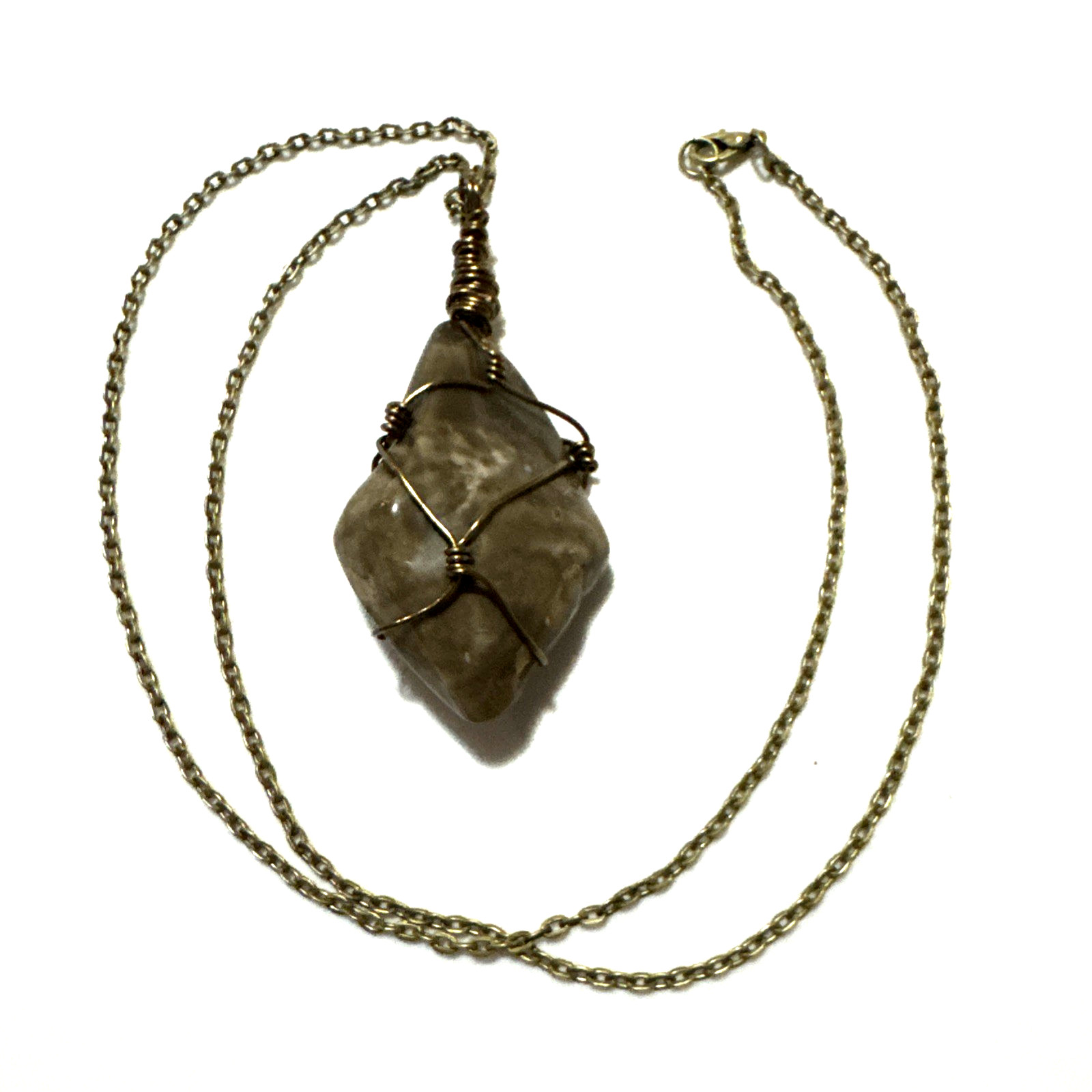 Pendant Necklace Jewelry Bling Genuine Stone 24″ Bronze Tone Chain Date Night