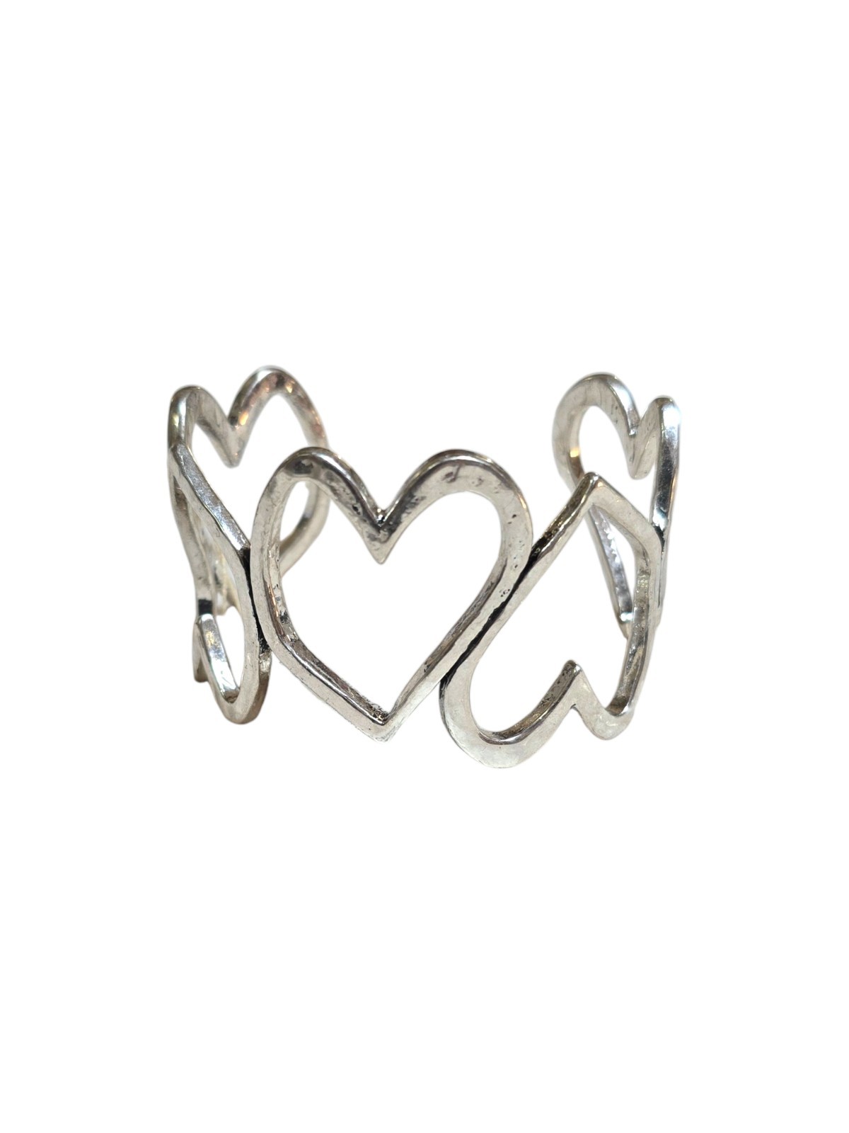 Lucky Brand Women’s Silver Tone Heart Open Cuff Bracelet NWT