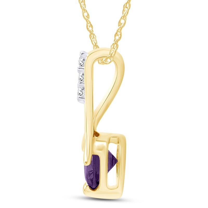 Solitaire Necklace & Earrings Set Simulated Amethyst 18″ Chain Sterling Silver