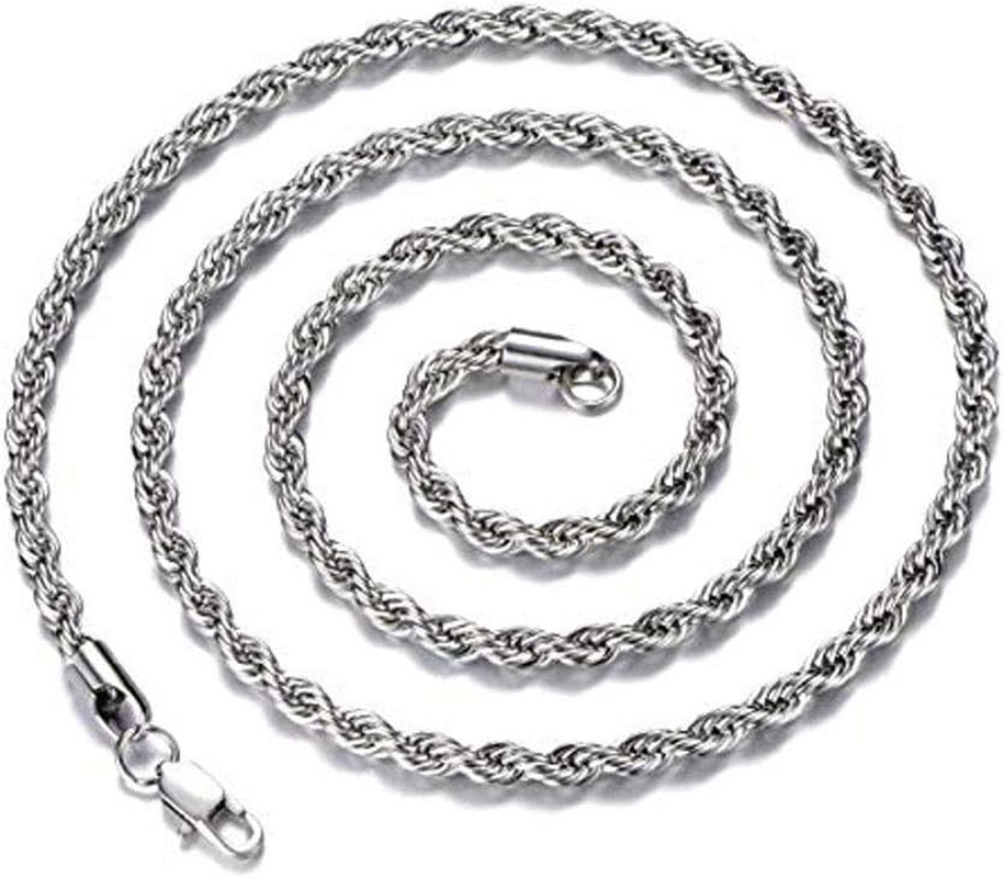 Stainless Steel Chain 925 Silver Rope Chains 3-5Mm Twist Rope Necklace 14-30 Inc