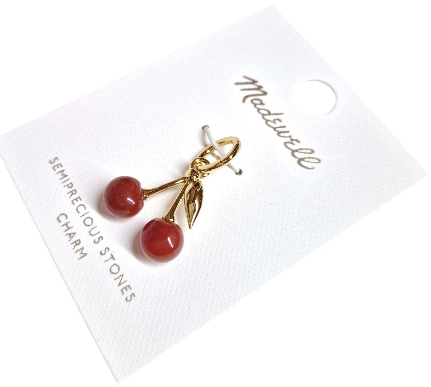 Madewell Semiprecious Cherry Charm Antique Gold Red Brass Nickel Safe NZ803 New