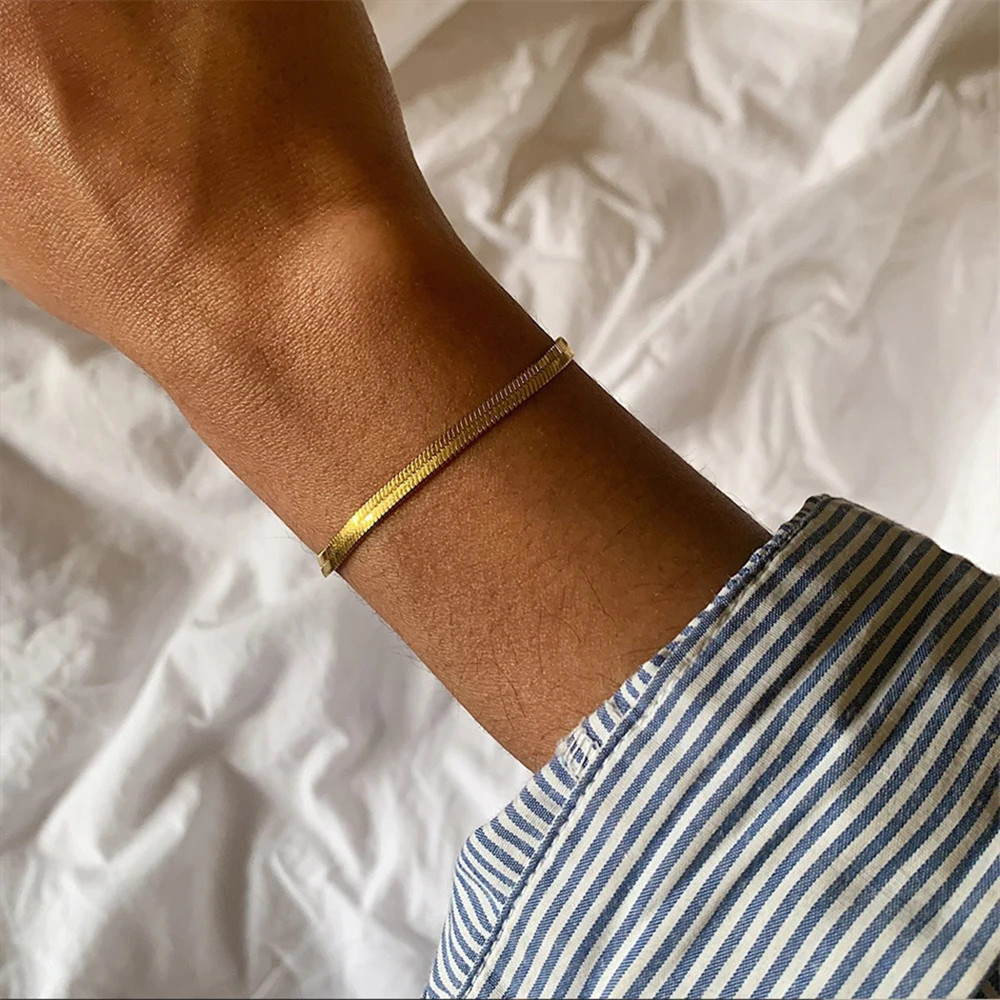 Stainless Steel Bracelet Snake Chain Gold Color 2mm 3mm 4mm 5mm Jewelry