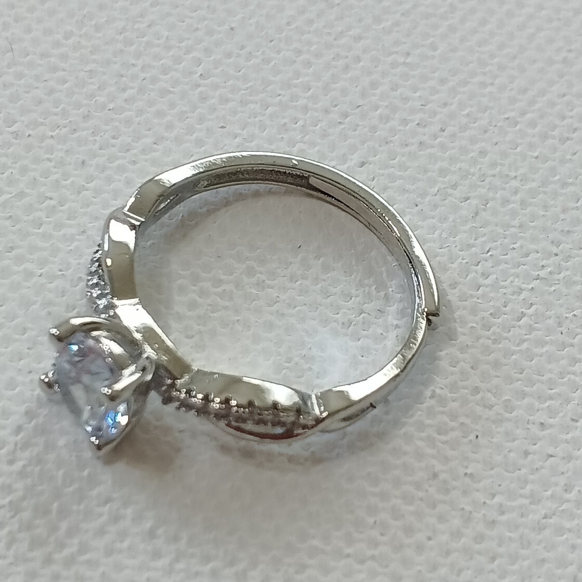 Women Anniversary Ring Size 7 Brass Plated Silver Crystal Prong Rhinestone