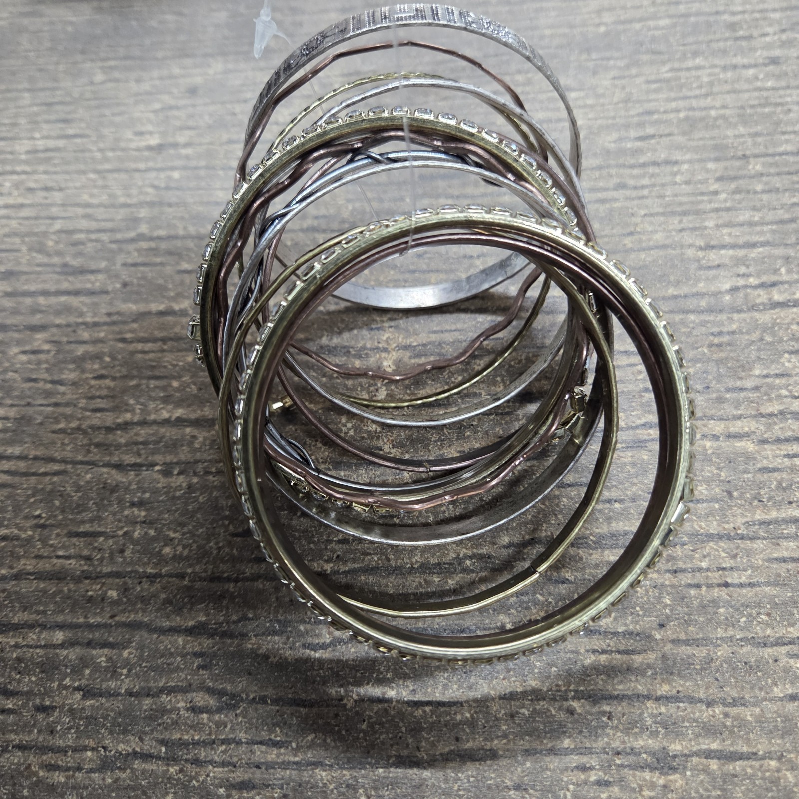 Set of 16ct Copper Stainless-Silvr Tone Ast Stackable Bangle Bracelets Lot Of 6!