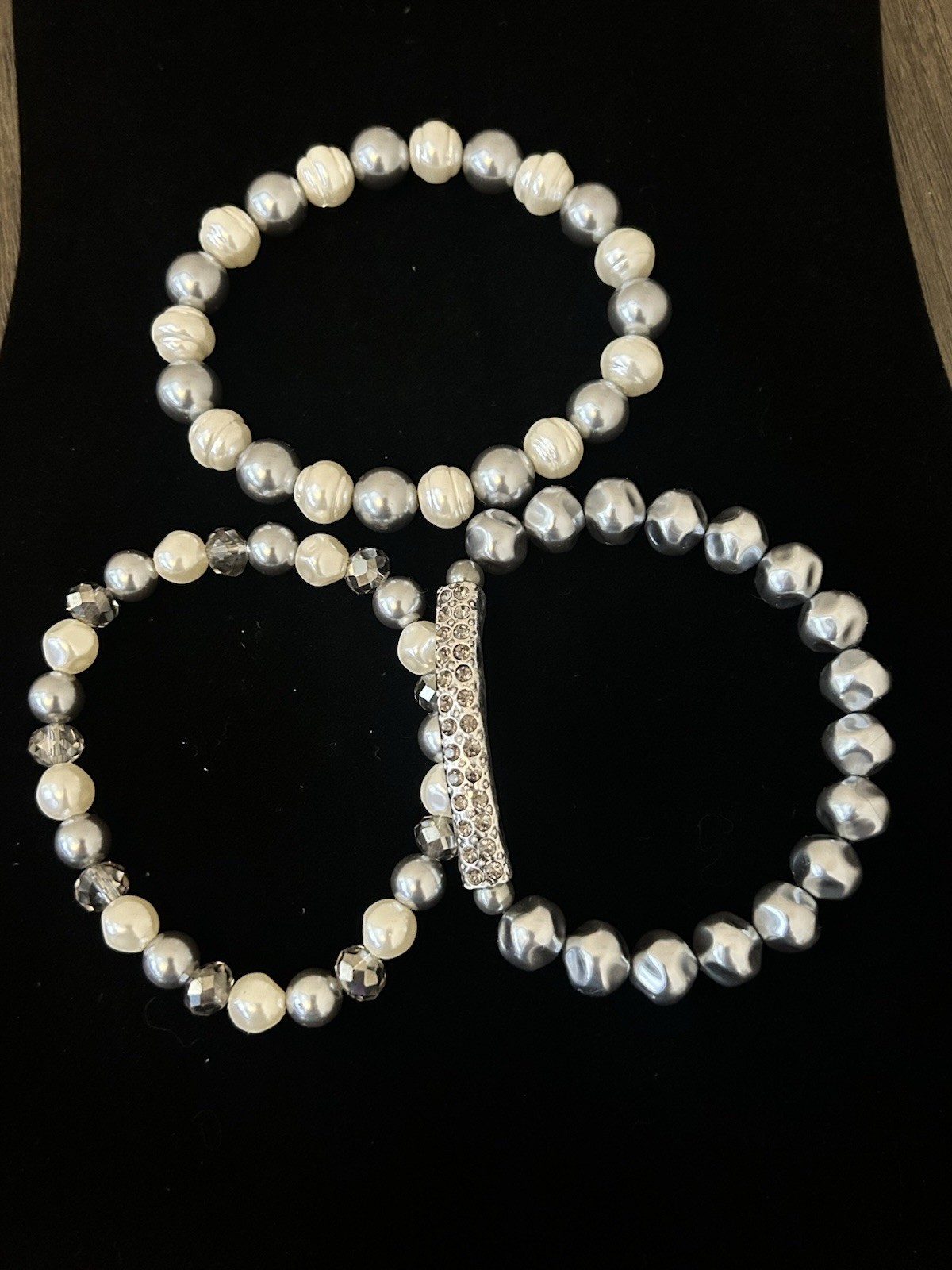 Glass Pearl Bracelets Set Of 3