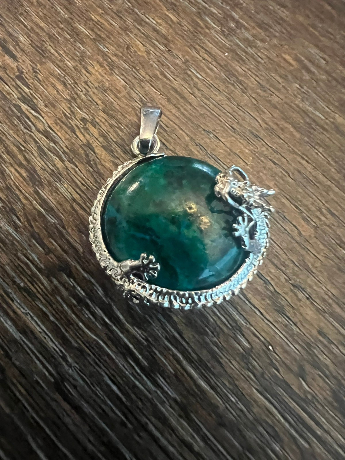 Silver Plated and Turquoise Dragon Pendant