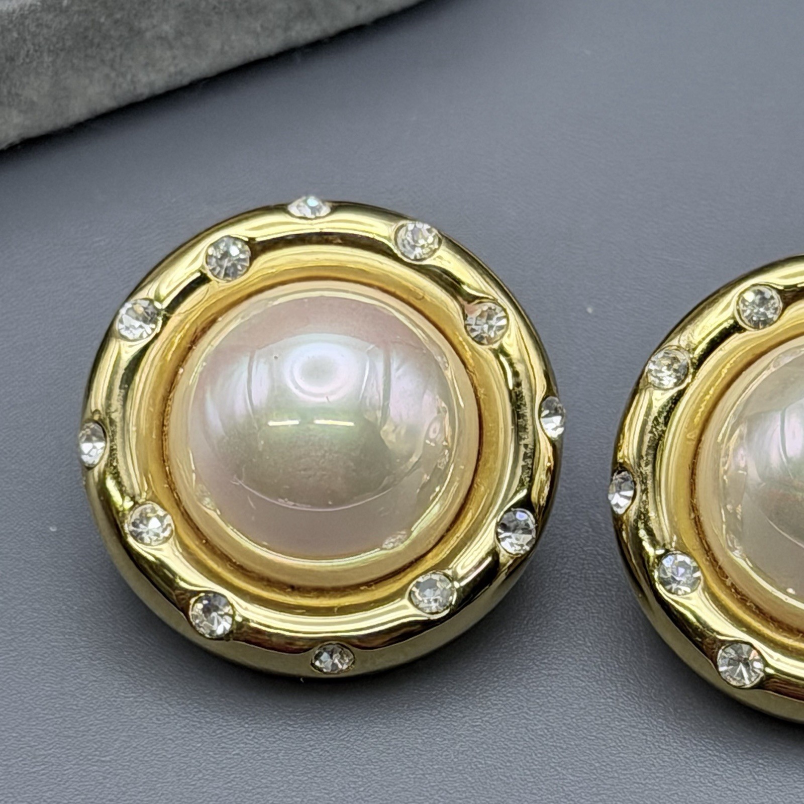 Nolan Miller Glamour Collection Post Earrings Statement Faux Pearl Rhinestones