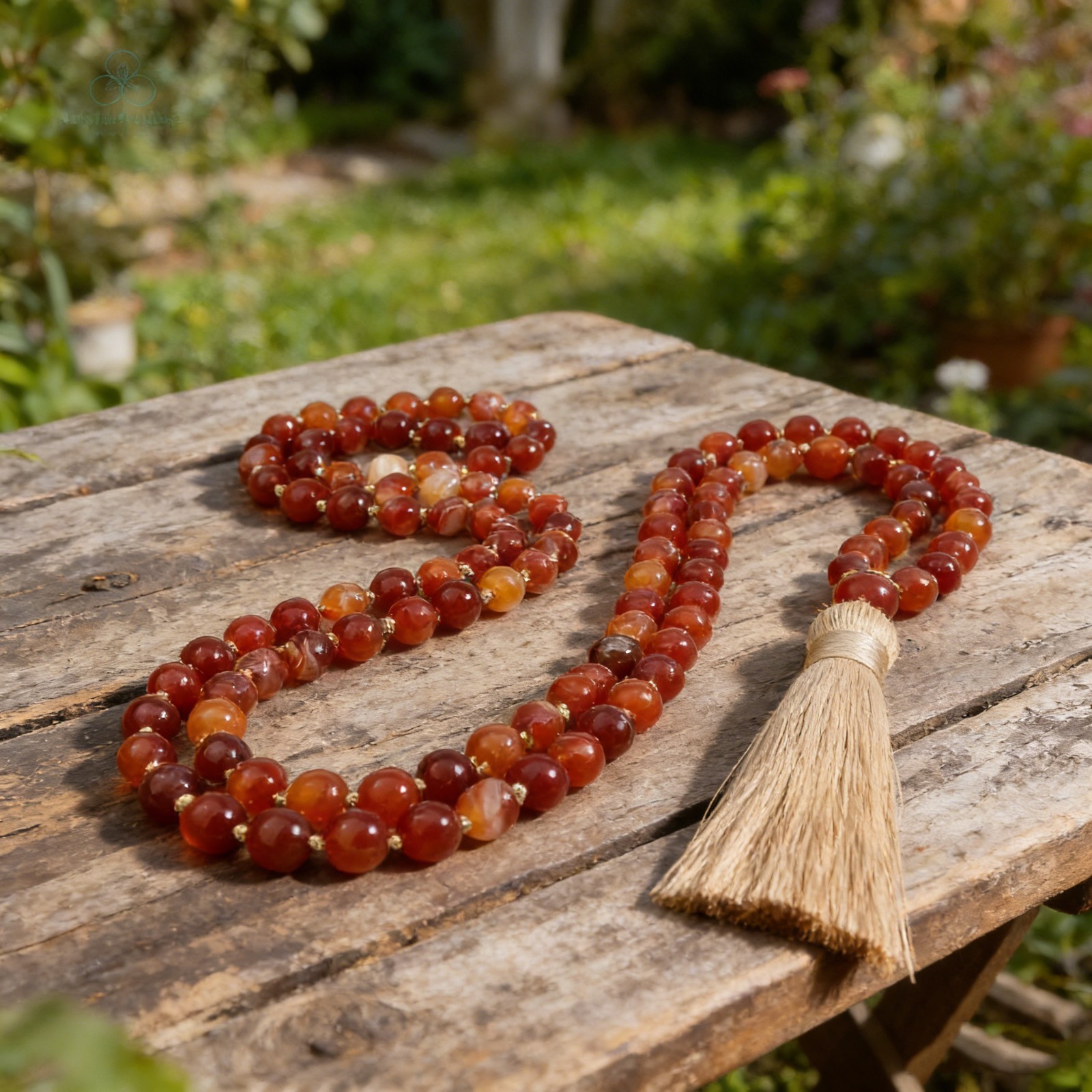 Natural Carnelian 108 Mala Prayer Bead Gemstone Crystal Tassel Necklace Bracelet