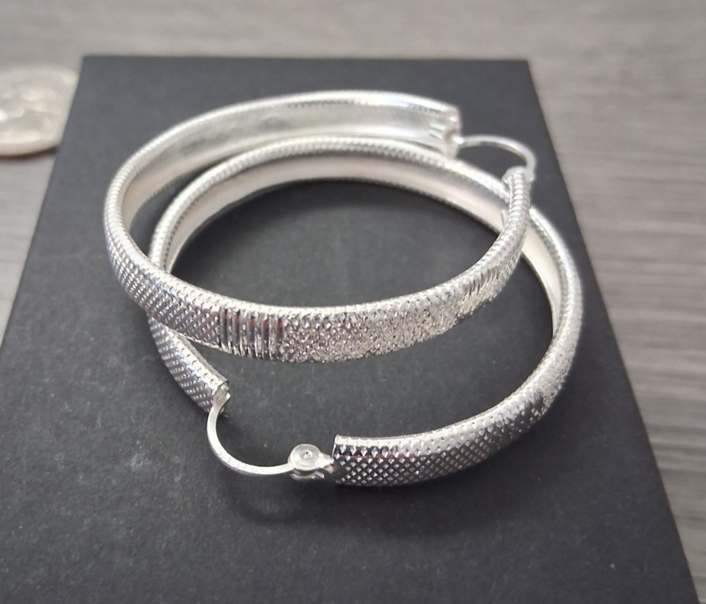 arracadas de plata 925 mexicana aretes / silver 925 Earrings 40mm x 5.5mm