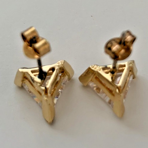 6.0ct Trillion Cut Cubic Zirconia Solitaire Post Earrings in Sterling Silver
