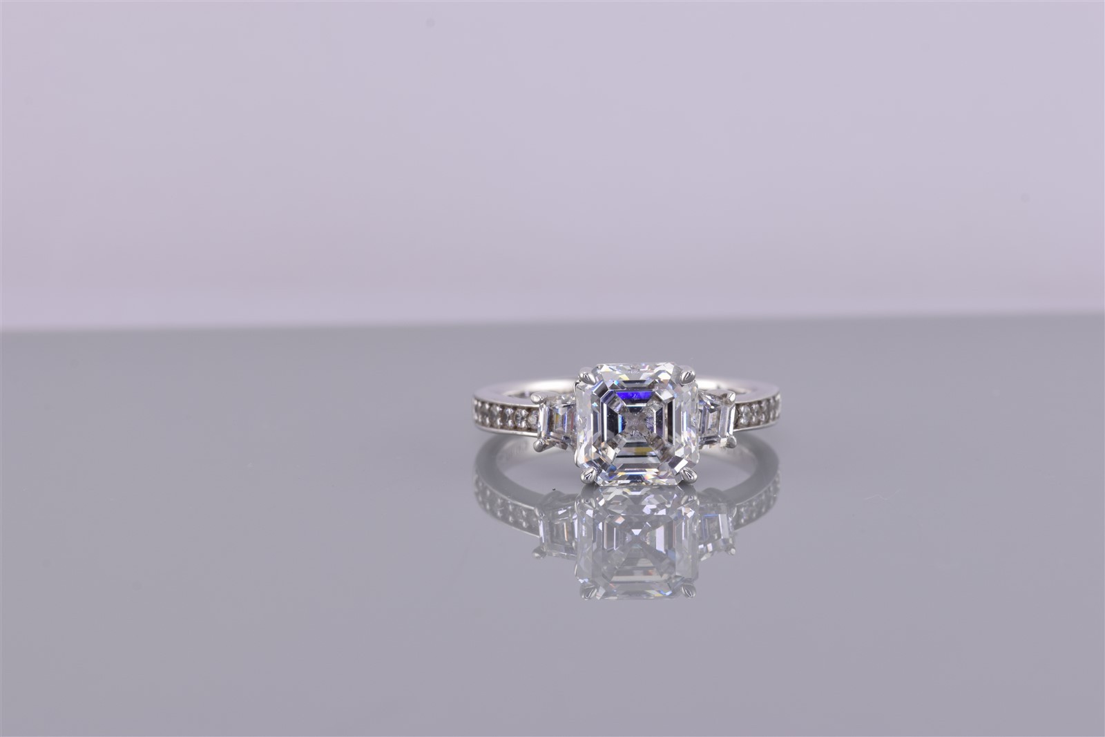 Sterling Silver Radiant Cut Cubic Zirconia Accented Band Ring 925 Sz: 7