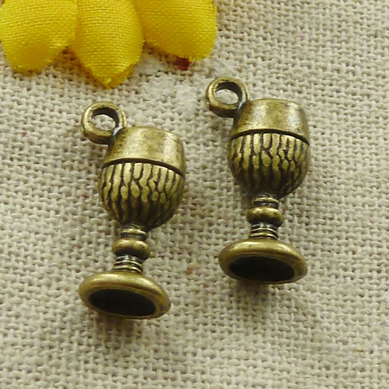 Free Ship 84pcs Antique bronze Wine Glass charms 19X9mm L-4638