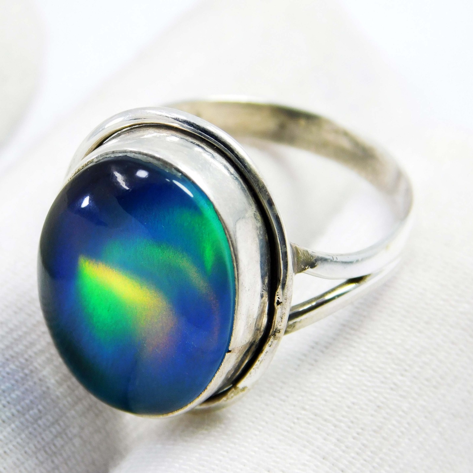 Natural Aurora Opal 16x12mm 925 Sterling Silver Ring Fine Jewelry Gift for Self