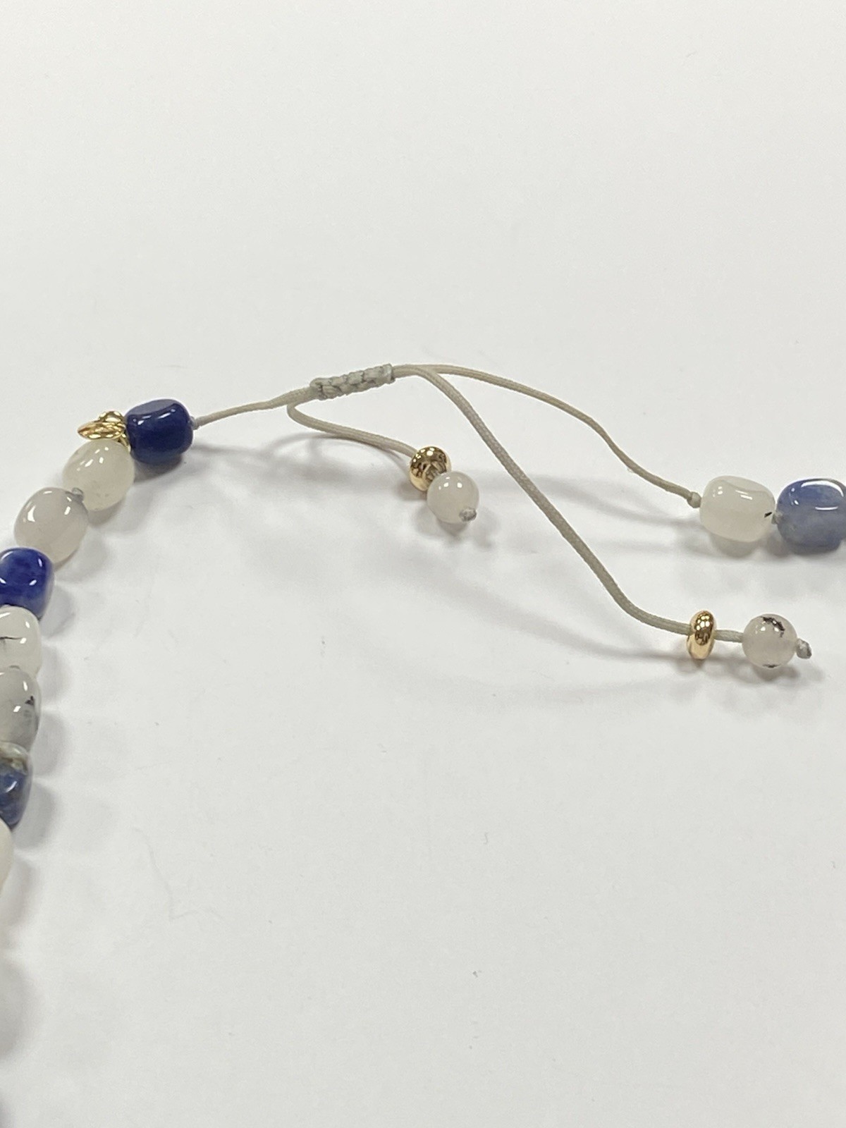 LR Branded gemstones beads Necklace up to 24″ in white and blue