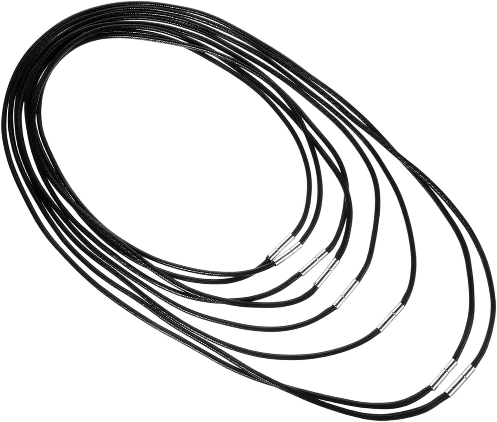Leather Necklace Cord Set 8 Pcs Adjustable 18 to 28 Inches Black Leather Cords