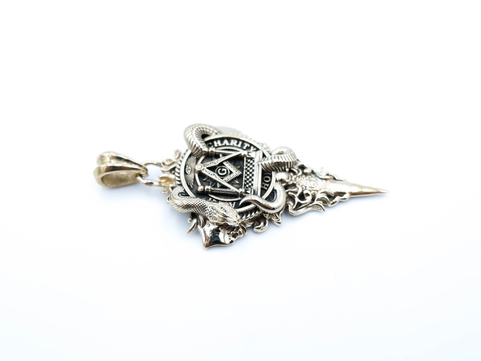 Freemason Masonic Pendant with Snake Biker Brass Jewelry