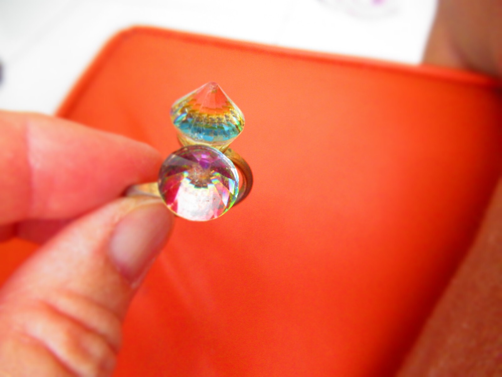 70’s vtg MOD style mood flasher ring changes colors inside the ring as art RARE!