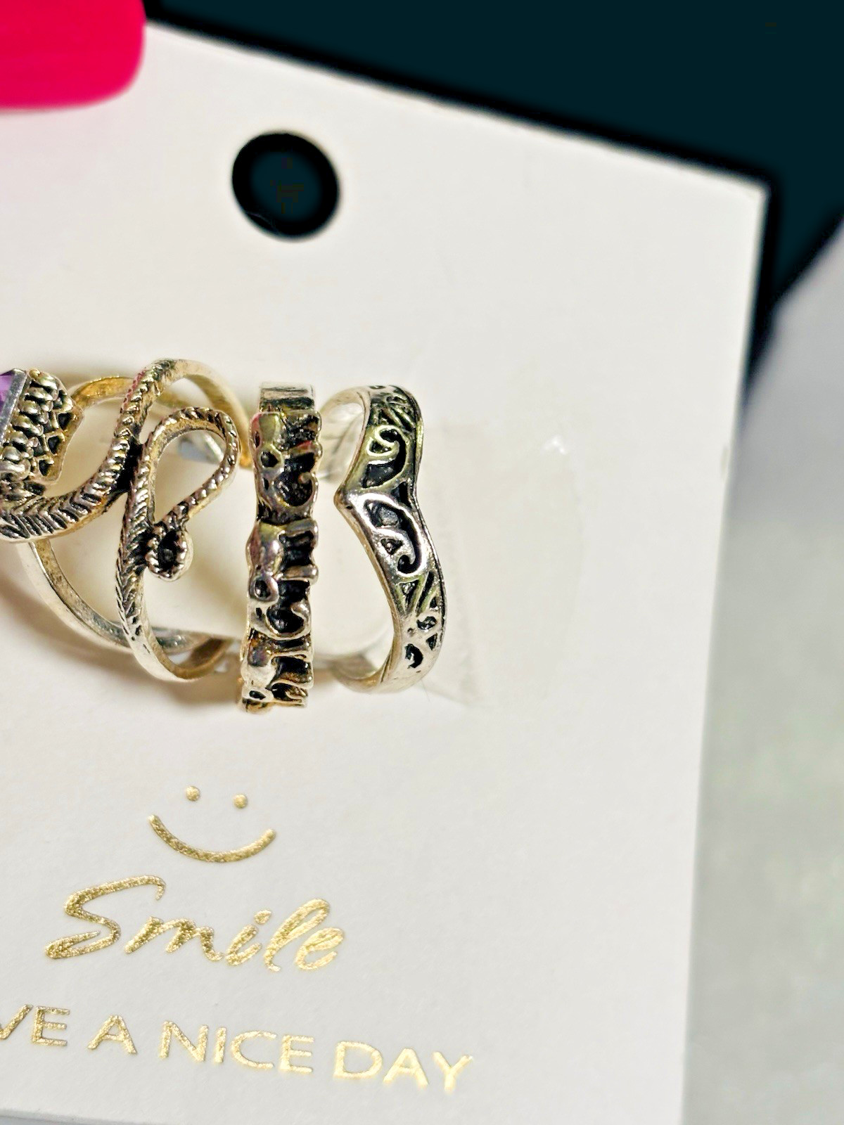 7pc Women Boho Silver Tone Ring Set Snake Elephants and Other Fashion Styles