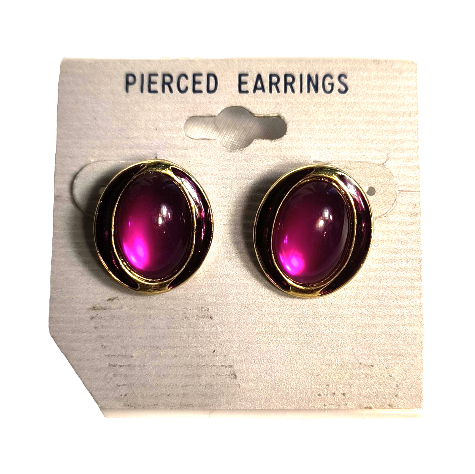 New Women’s Stud/Post Earrings for Pierced Ears Goldtone with Fuschia Cabochons
