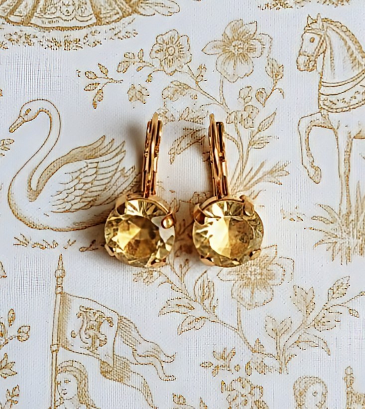 6.4 Carats Natural Brazilian Lemon Quartz In 18K Gold Plated Drop Earrings