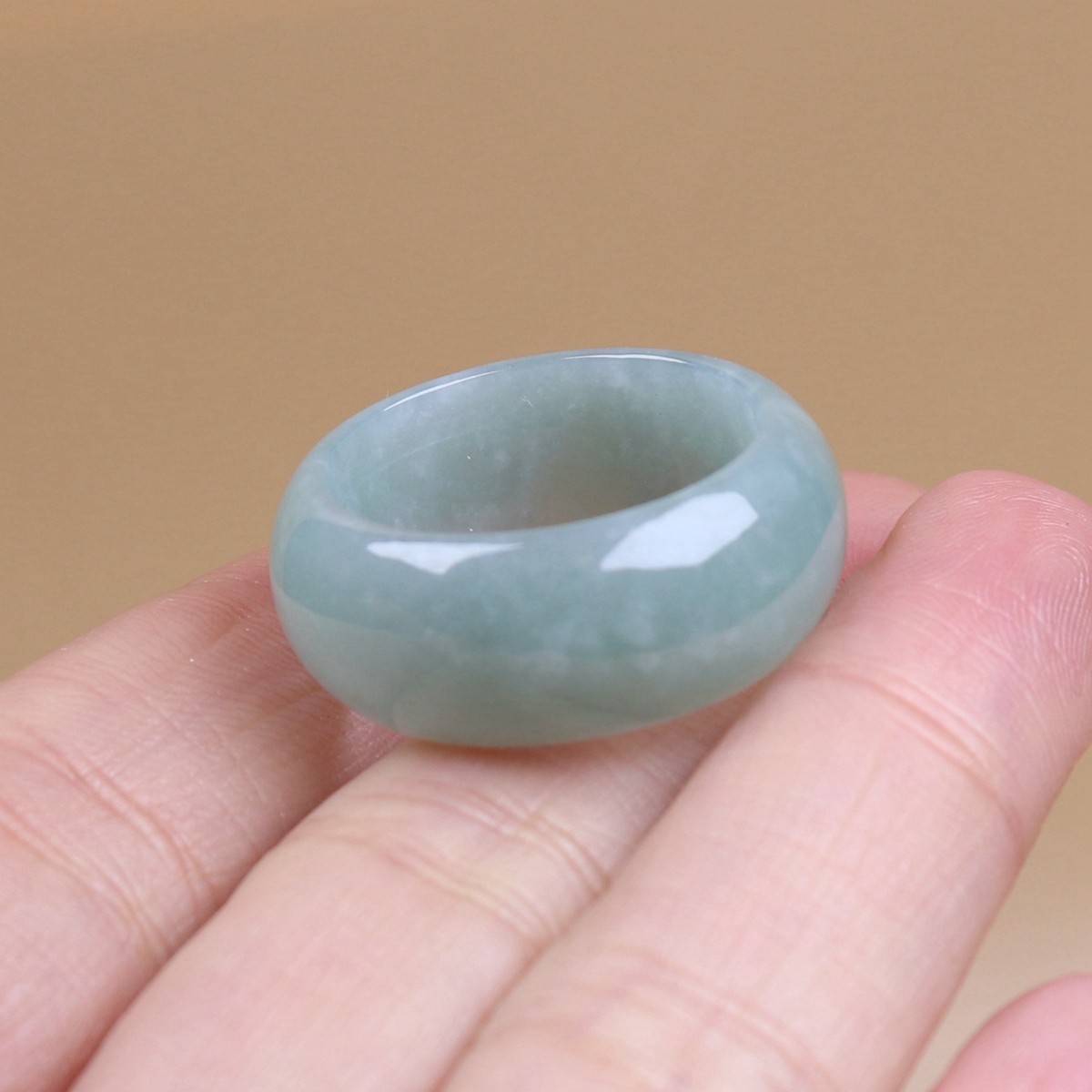 Certified Green 100% Natural A Jade jadeite 19.2 mm Ring US 9.3 # 戒指 42455a