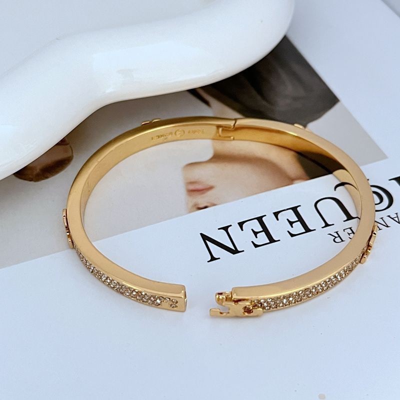 New Burch Crystal Sheif-T Hinged Bracelet Gold with Jewelry Pouch