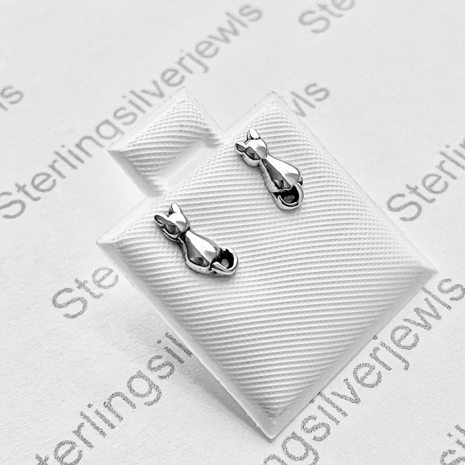 Sterling Silver Little Cat Stud Earrings, Animal Earring, Silver Kitty Cats, Kid
